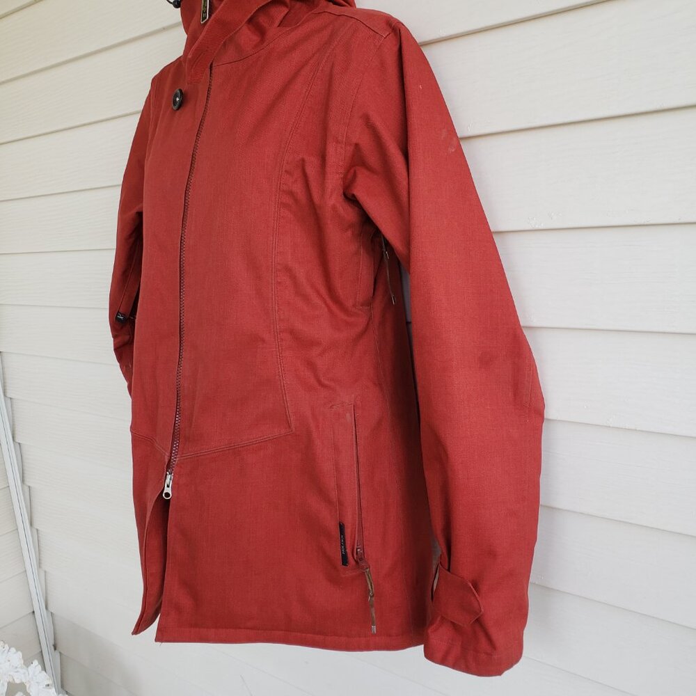 Holden Women's M hooded snowboard jacket in burnt orange / rust color - Picture 3 of 15